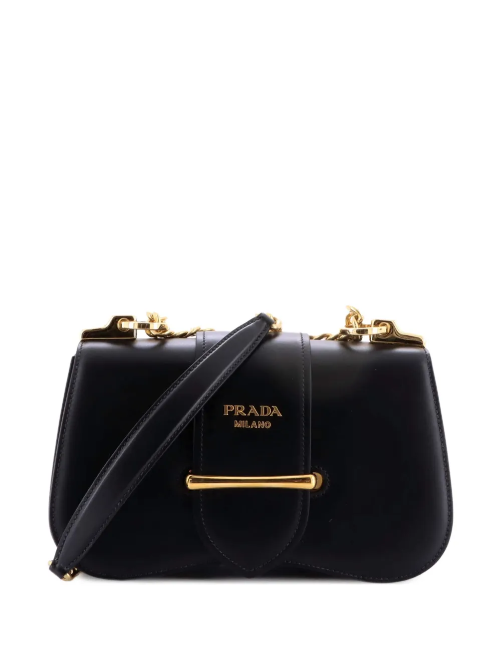 Prada Pre-Owned Borsa a tracolla Sidonie media in pelle City Calf con catena - Nero