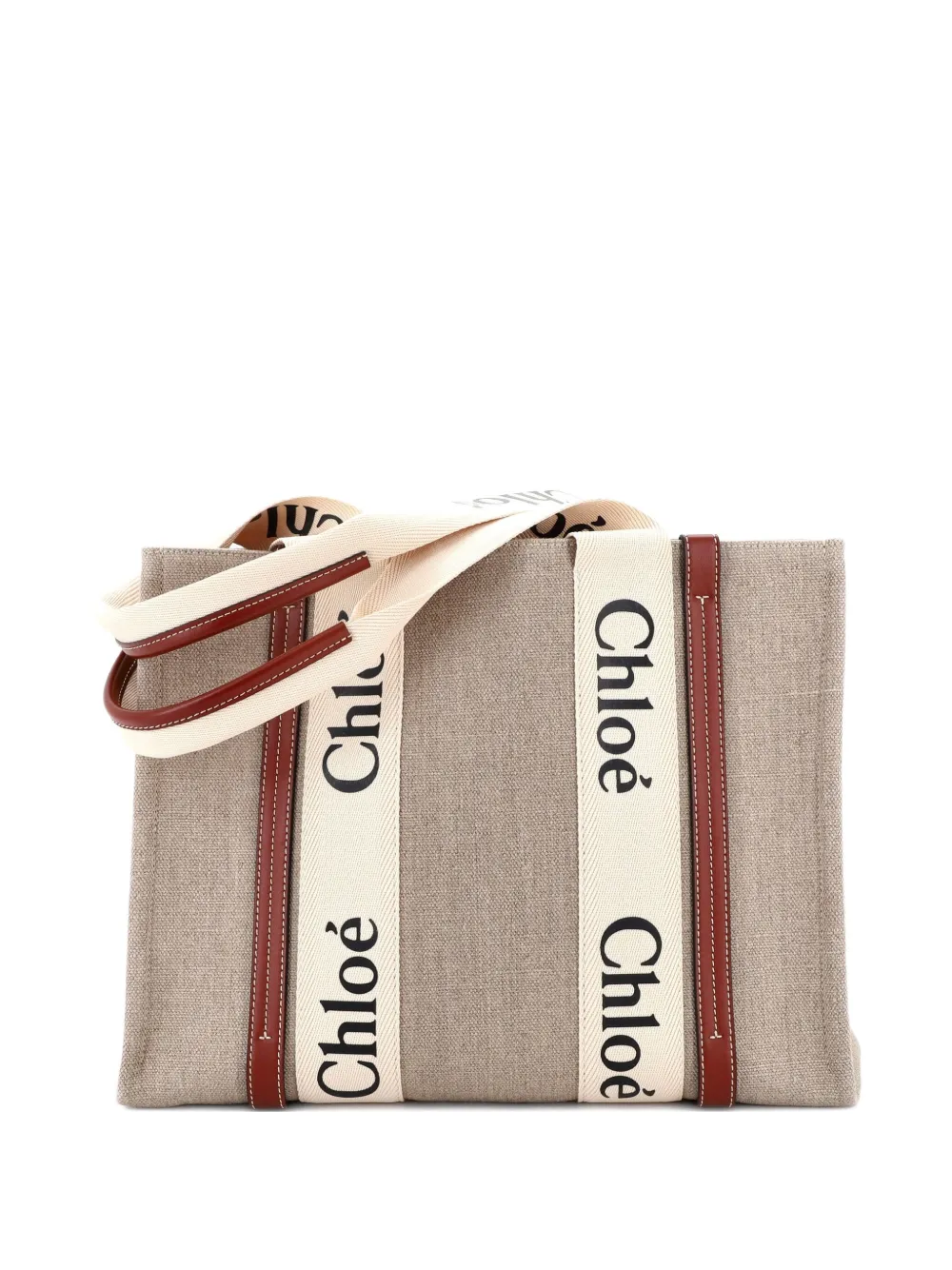 Chloé Pre-Owned Woody Canvas with Leather Medium tote bag - Toni neutri
