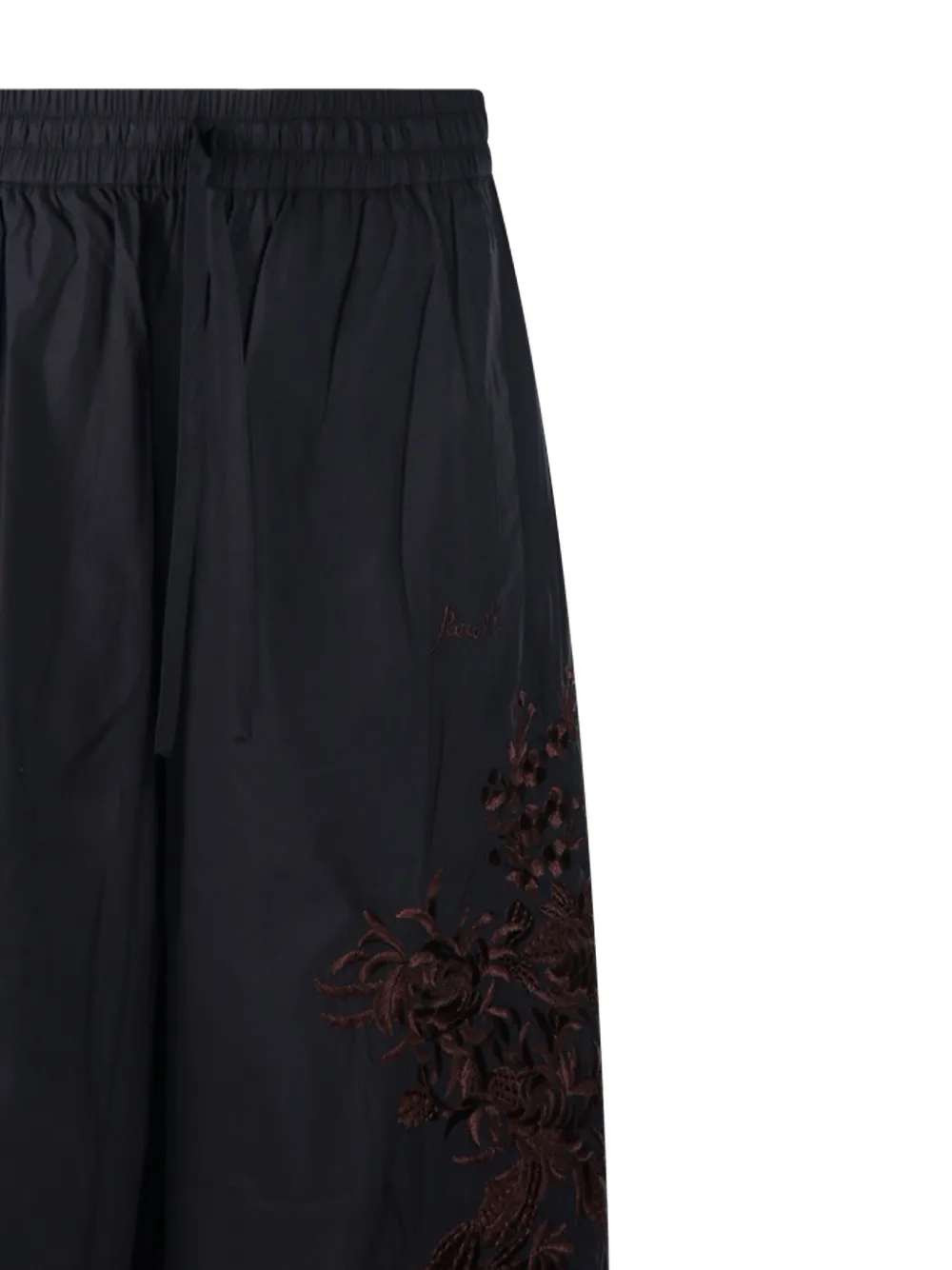 P.A.R.O.S.H. Broek met geborduurde bloemen Zwart