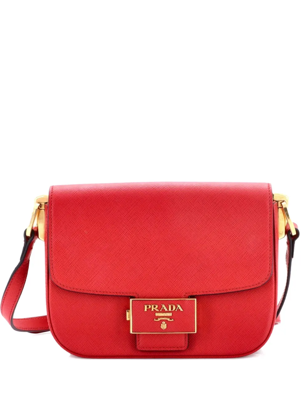 Prada Pre-Owned Embleme Flap Bag Saffiano Leather Small shoulder bag - Rosso