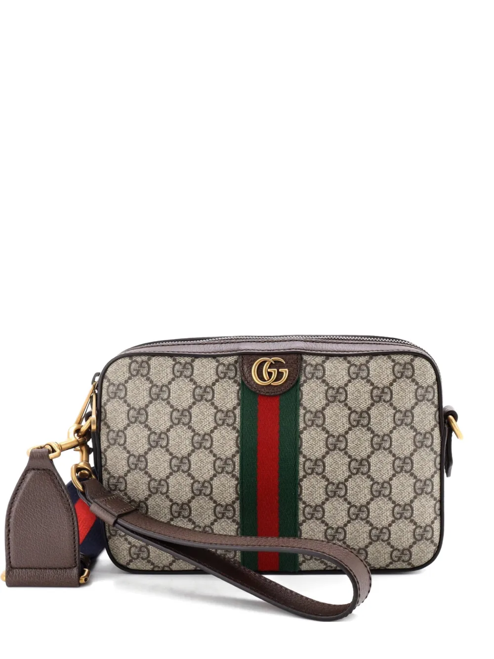 Gucci Pre-Owned Kleine Ophidia Zip Wristlet Schultertasche aus GG-beschichtetem Canvas - Braun