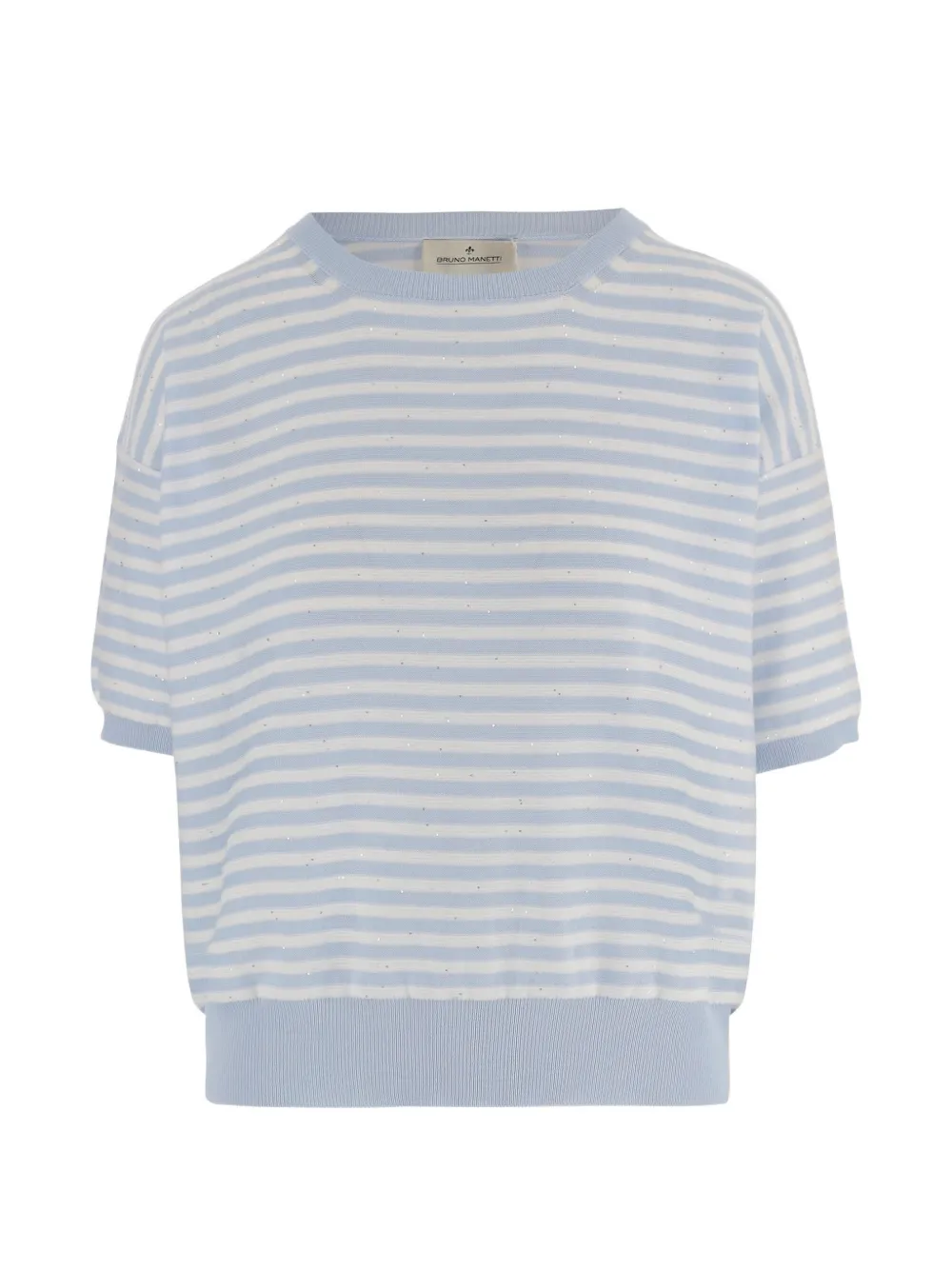 Bruno Manetti striped-pattern crew-neck sweater - Blu