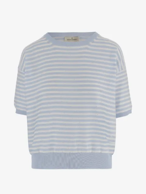 Bruno Manetti striped-pattern crew-neck sweater