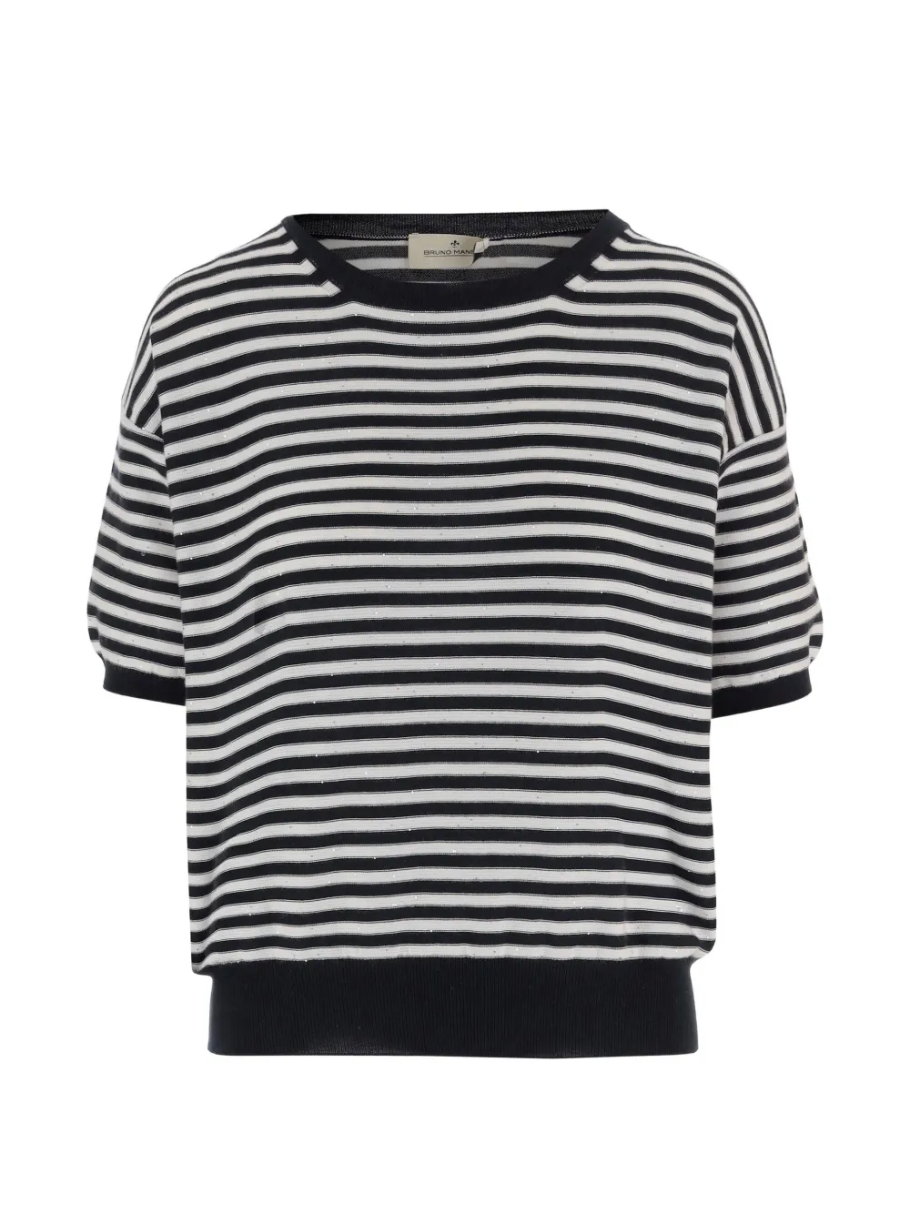 Bruno Manetti striped-pattern crew-neck sweater - Nero