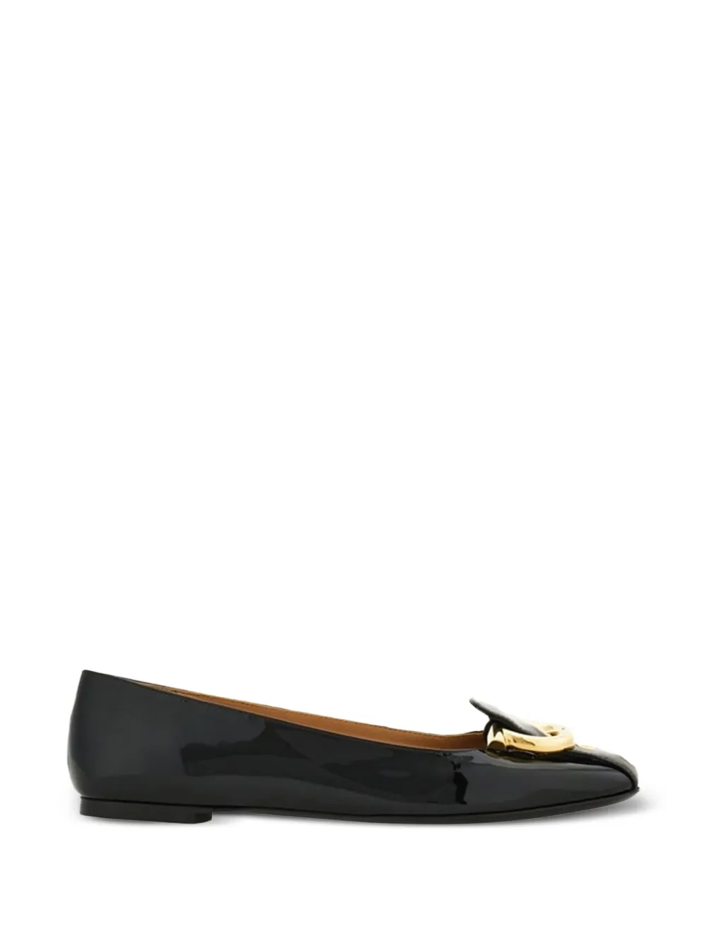 Ferragamo Gancini-buckle leather ballet flats - Nero
