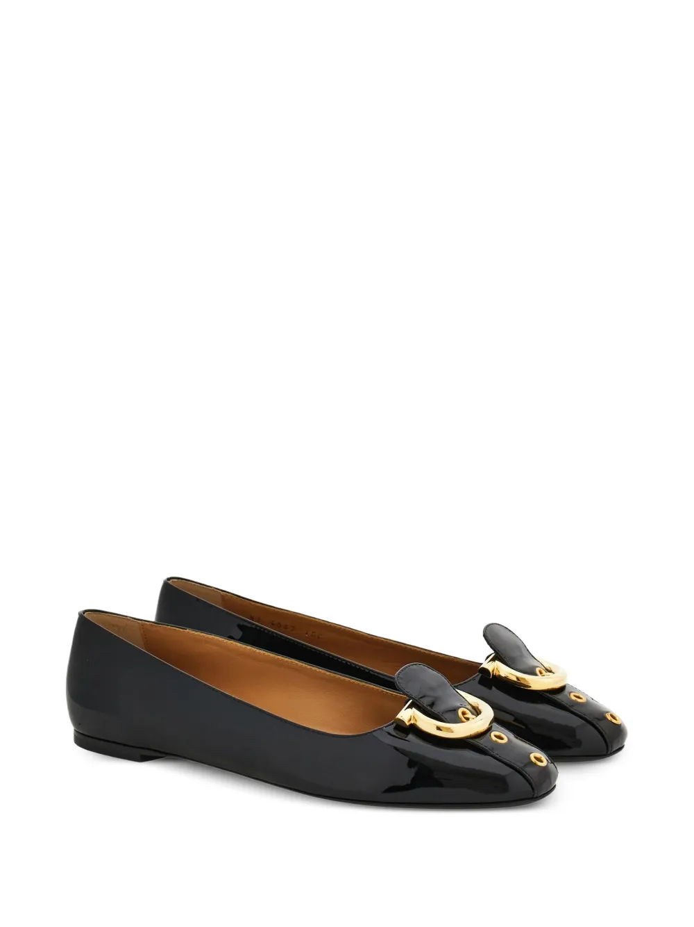  Ferragamo Gancini-buckle Leather Ballet Flats - Black 