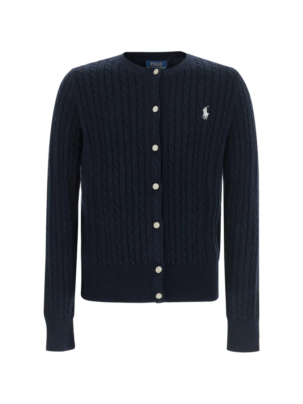 POLO RALPH LAUREN KIDS cable-knit crew-neck cardigan - Blu