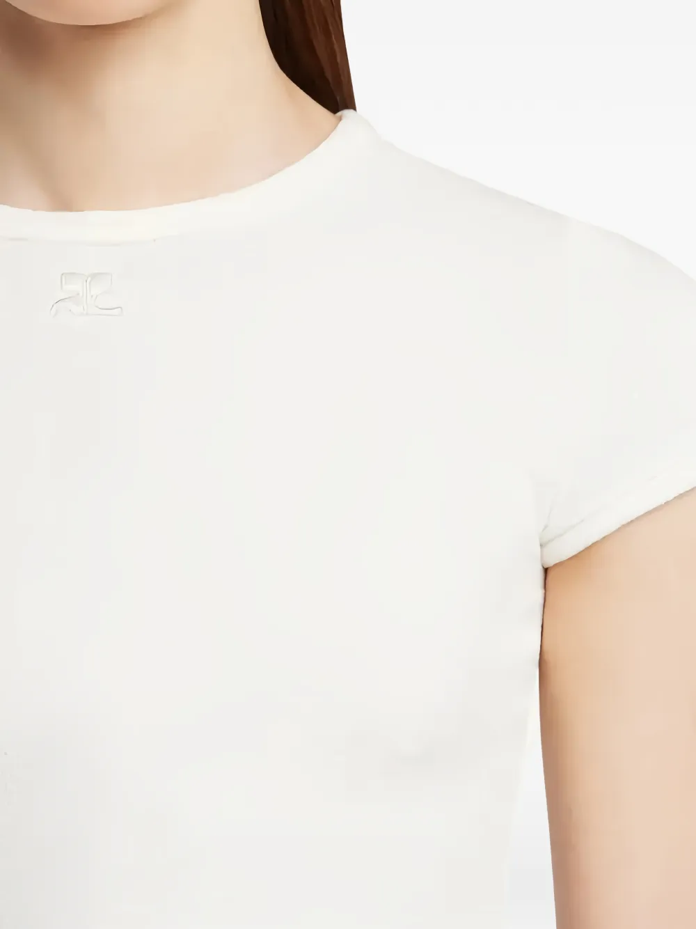 Courrèges BABY SPONGY T-shirt met logopatch Beige