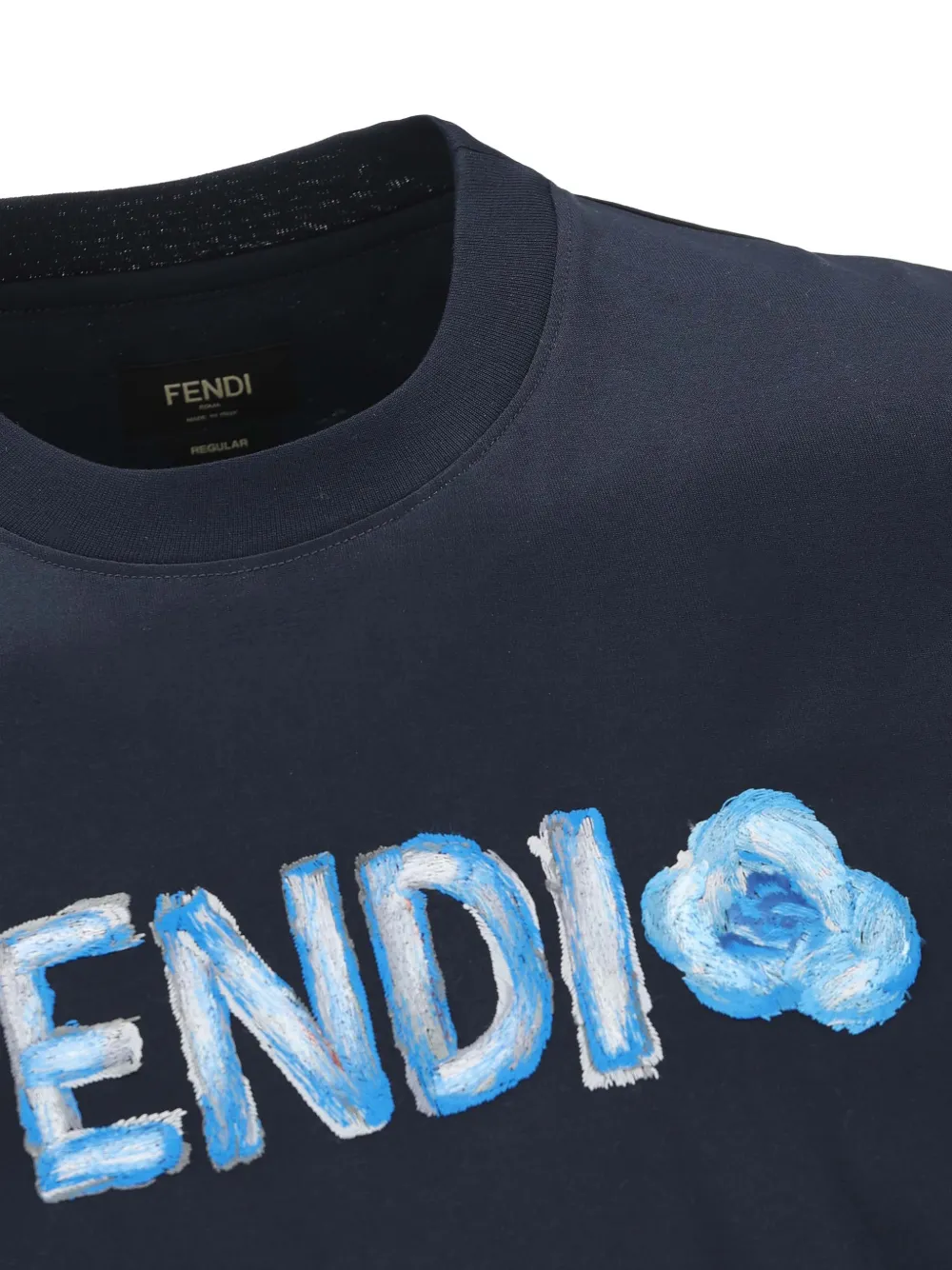 FENDI T-shirt met logoprint Blauw
