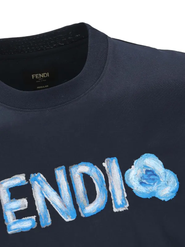FENDI logo-print T-shirt | Blue | FARFETCH
