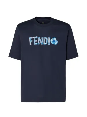 FENDI FFロゴ 総柄 Tシャツ ブルー FENDI logo-print T-shirt | Blue | FARFETCH