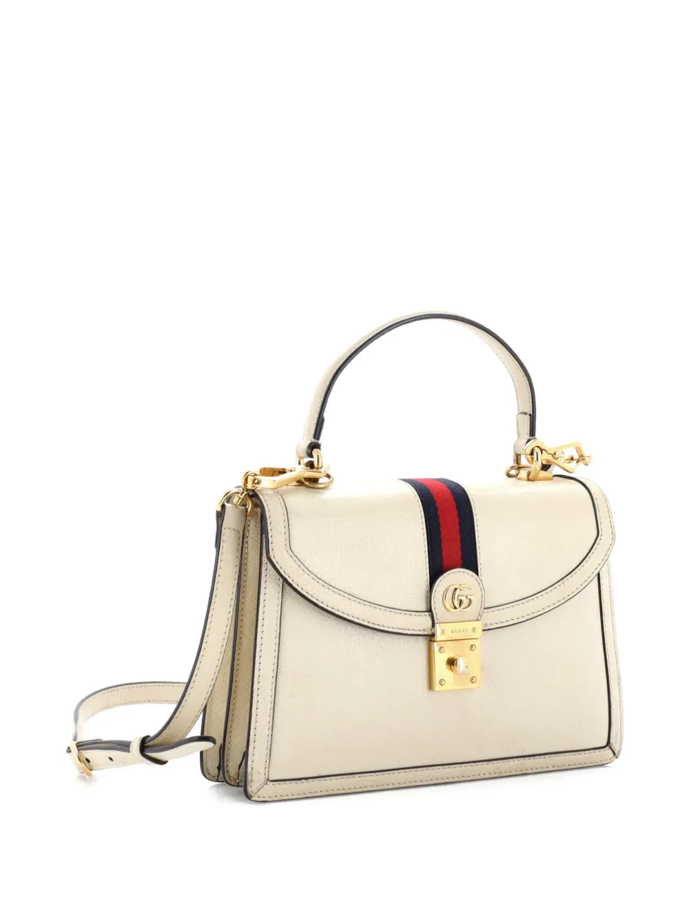  Gucci Pre-owned Petit Sac à Bandoulière Ophidia En Cuir à Rabat Et Anse Sur Le Dessus - Tons Neutres 