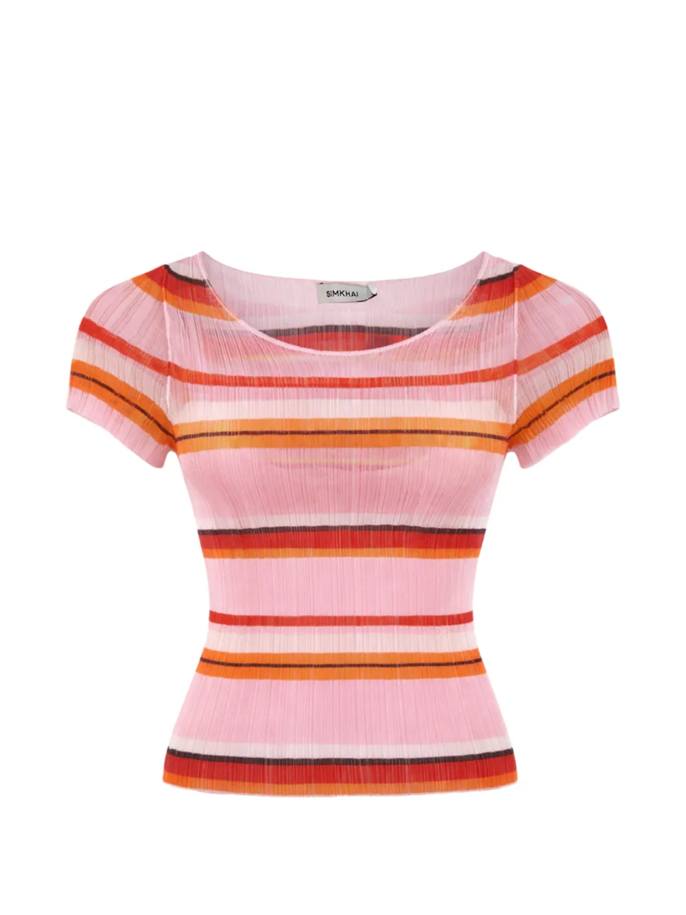 Simkhai Knox Plisse striped top - Rosa
