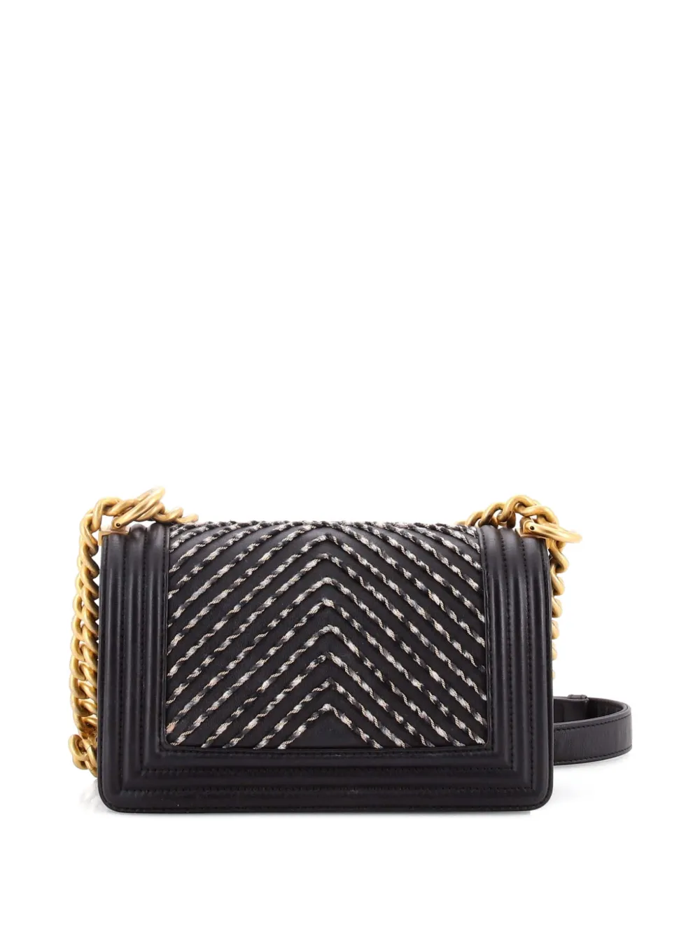  Chanel Pre-owned Sac Porté épaule En Cuir De Veau By The Sea Boy Flap Bag à Broderies Et Chevrons - Noir 