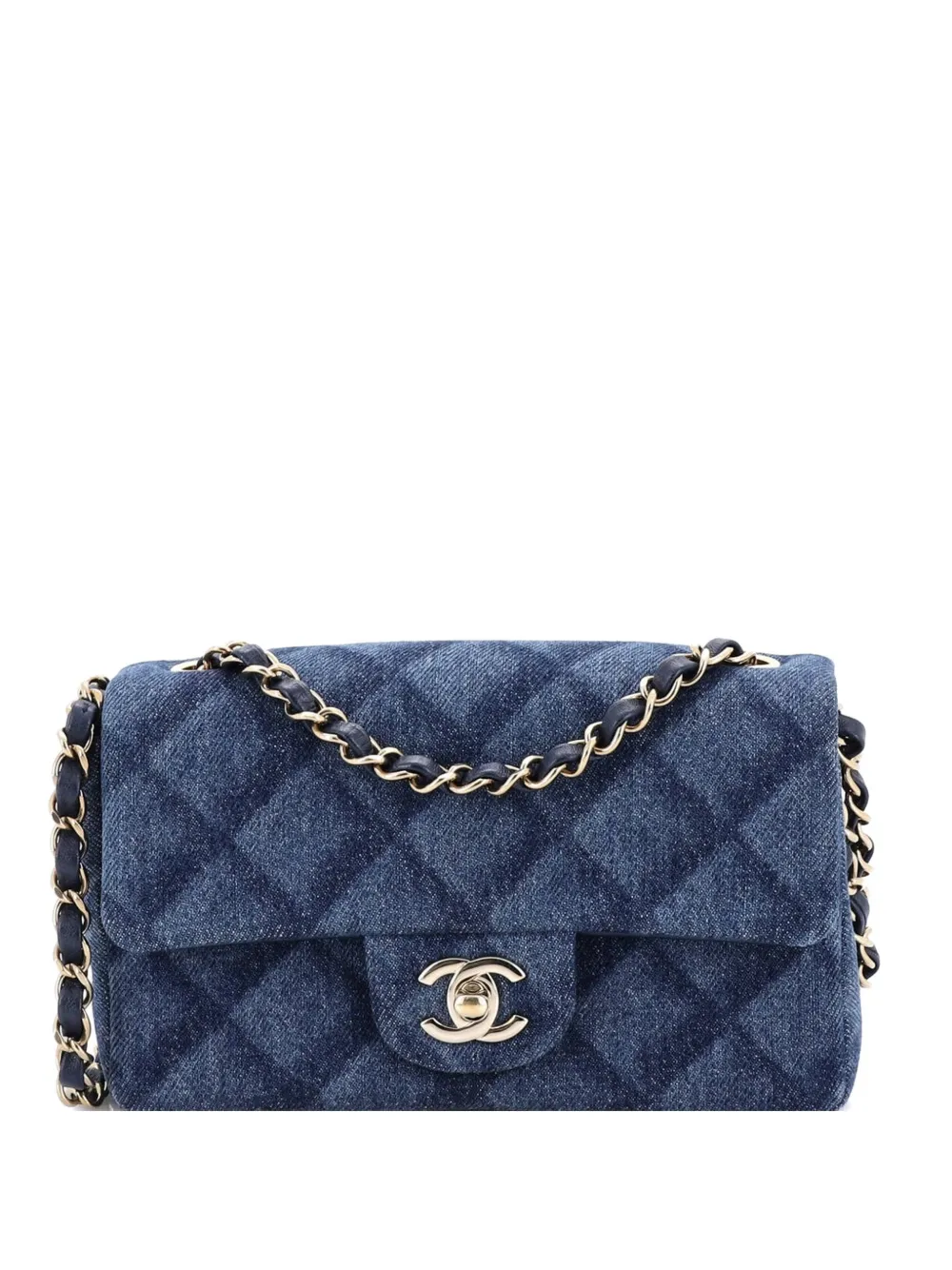 CHANEL Pre-Owned Classic Single Flap Bag 3D Quilt Printed Denim Mini crossbody bag - Blu