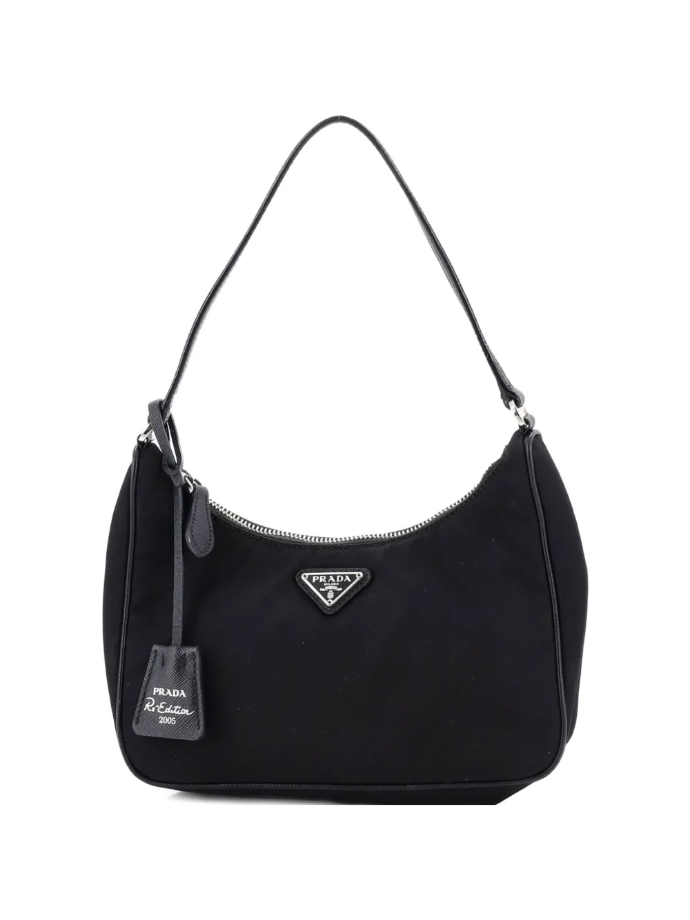 Prada Pre-Owned Re-Edition 2005 Tessuto with Saffiano Leather Mini hobo bag - Nero