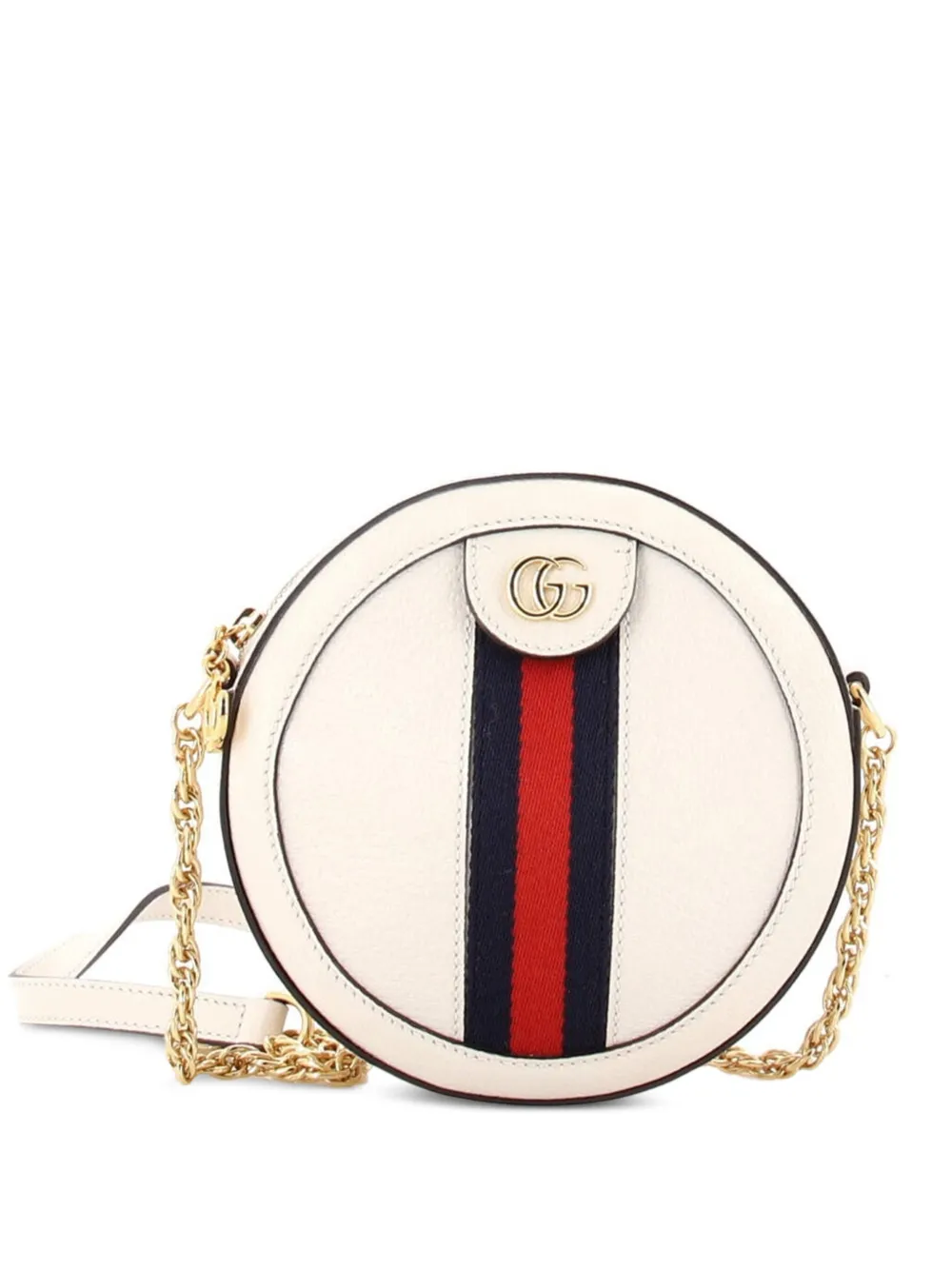 Gucci Pre-Owned Borsa a tracolla Ophidia tonda mini in pelle - Bianco