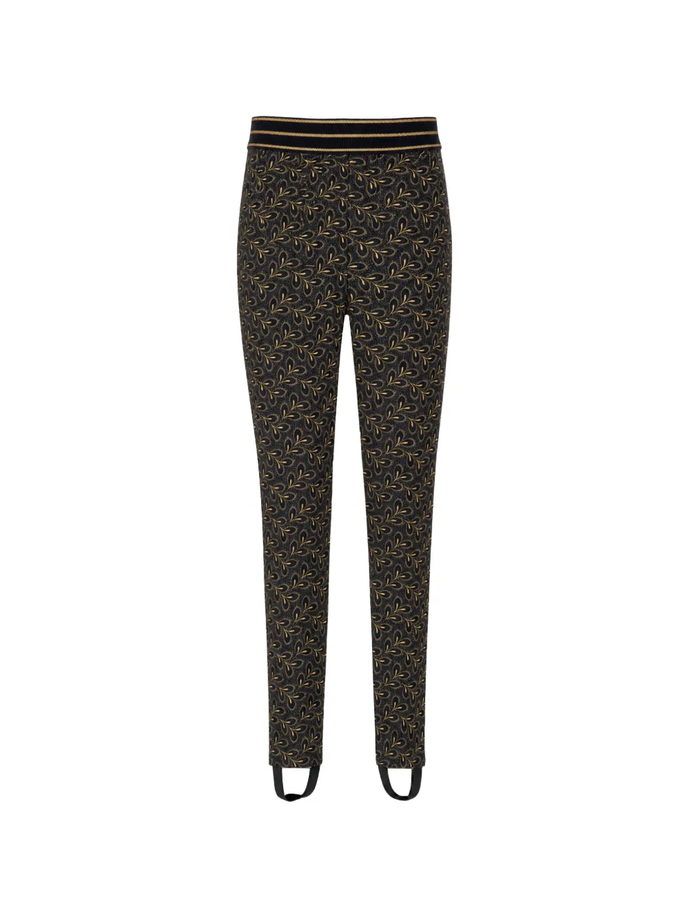 Kristina Ti leaf-print stirrup trousers - Schwarz