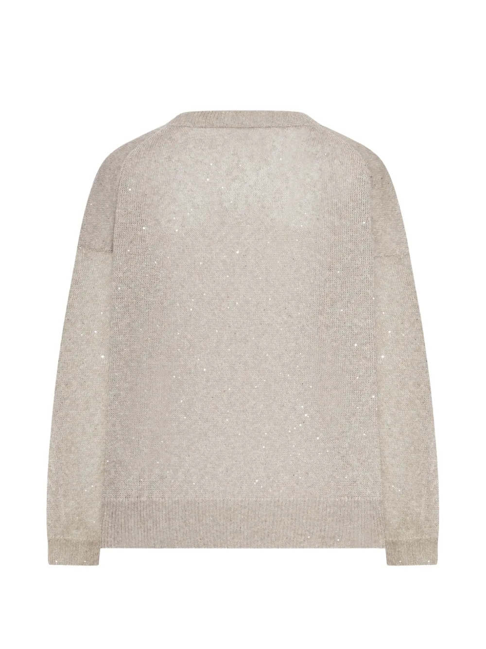  Brunello Cucinelli Sparkling Crew Neck Linen Sweater - Neutrals 