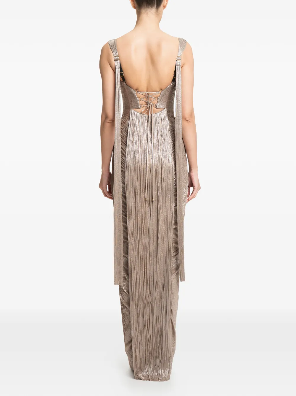 Maria Lucia Hohan Anais geplooide maxi-dress met veters Beige