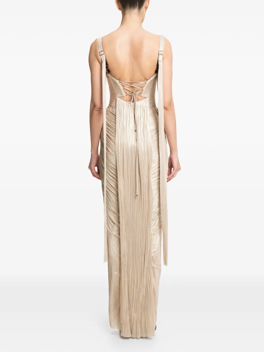 Maria Lucia Hohan Anais geplooide maxi-jurk Beige
