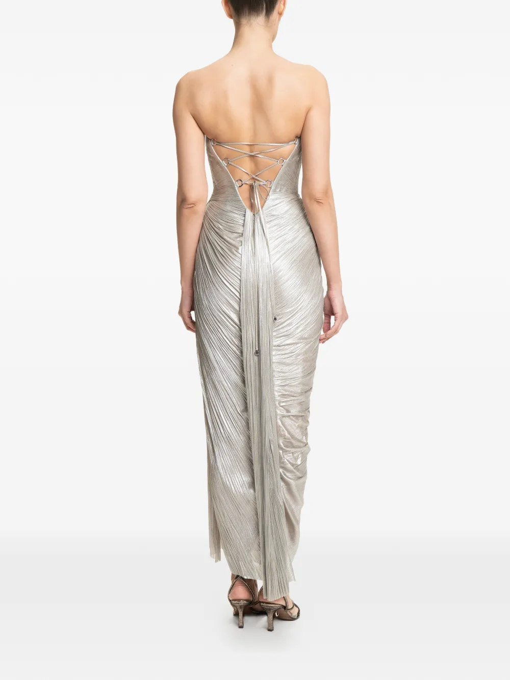 Maria Lucia Hohan Amisha geplooide maxi-dress met uitgesneden details Zilver