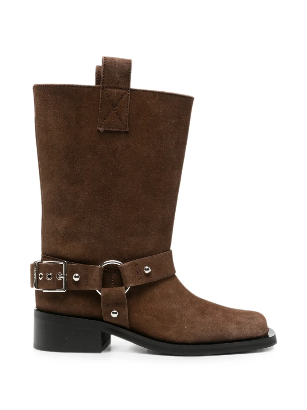 GANNI buckle-detail biker boots Bruin