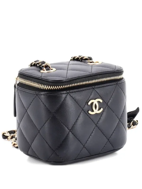 CHANEL Pre-Owned カメリア リボン バニティケース ウィズ チェーン