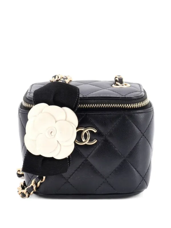 CHANEL Pre-Owned カメリア リボン バニティケース ウィズ チェーン