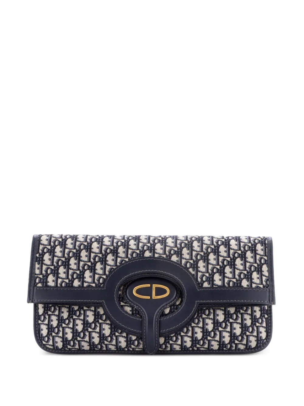 Christian Dior Pre-Owned Clutch in tela con motivo Oblique - Blu