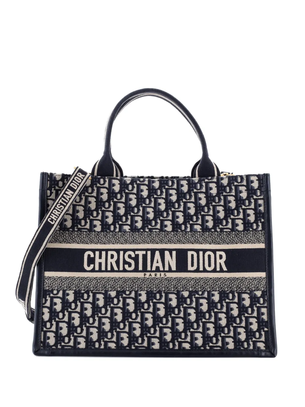 Christian Dior Pre-Owned Borsa tote Book with Strap media in tela con motivo Oblique - Blu
