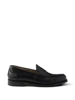 Prada レザーローファー | ブラック | FARFETCH JP