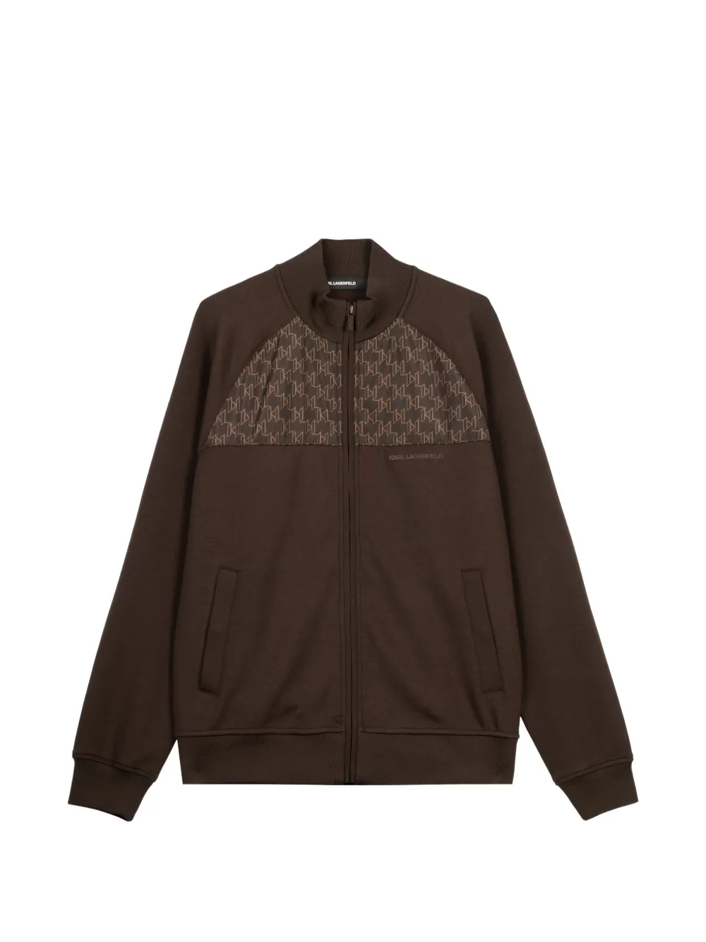 Karl Lagerfeld logo-pattern zip-up jacket - Marrone