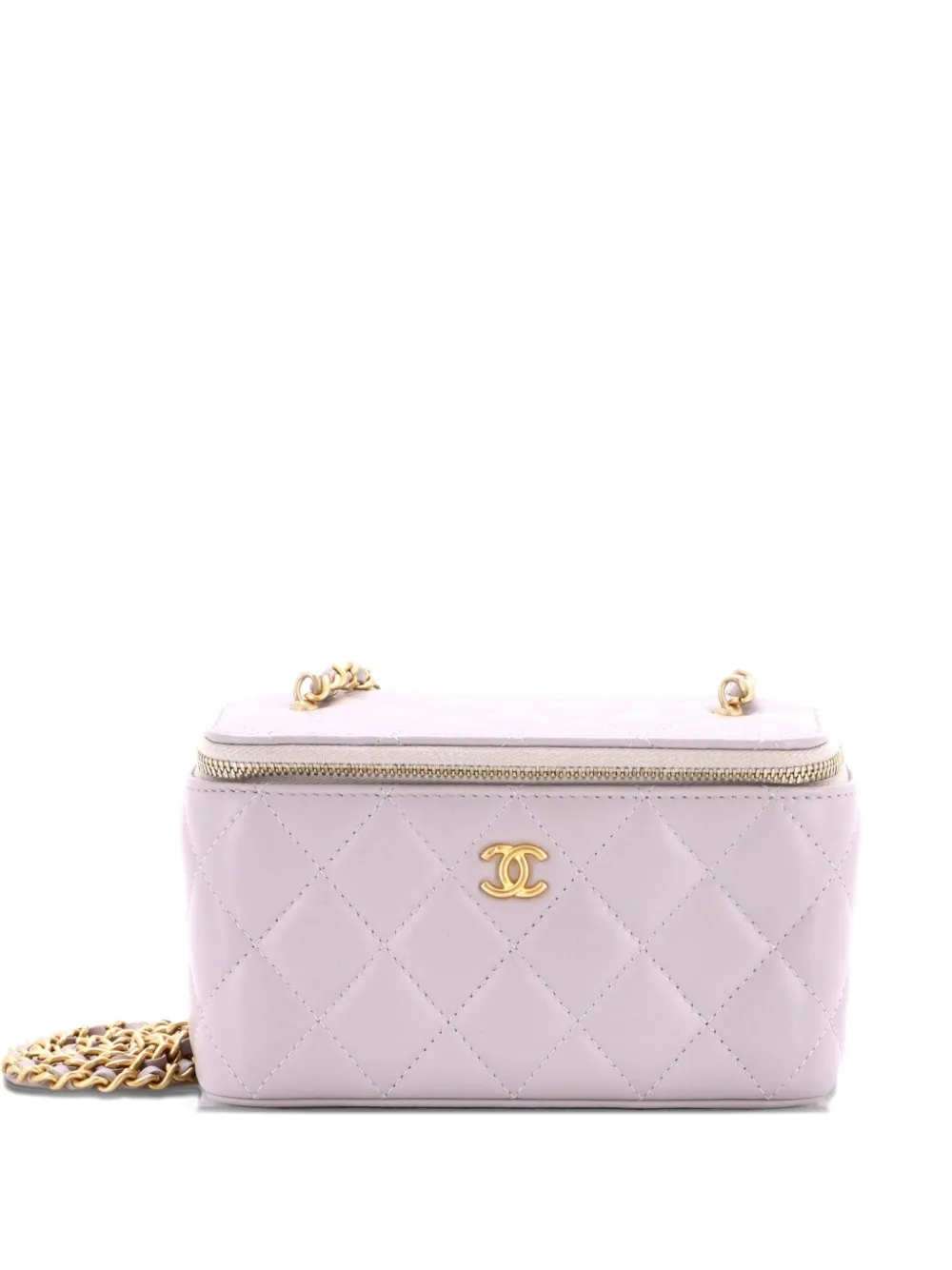 CHANEL Pre-Owned Pearl Crush Vanity Case with Chain Quilted Lambskin Small clutch bag - Grey