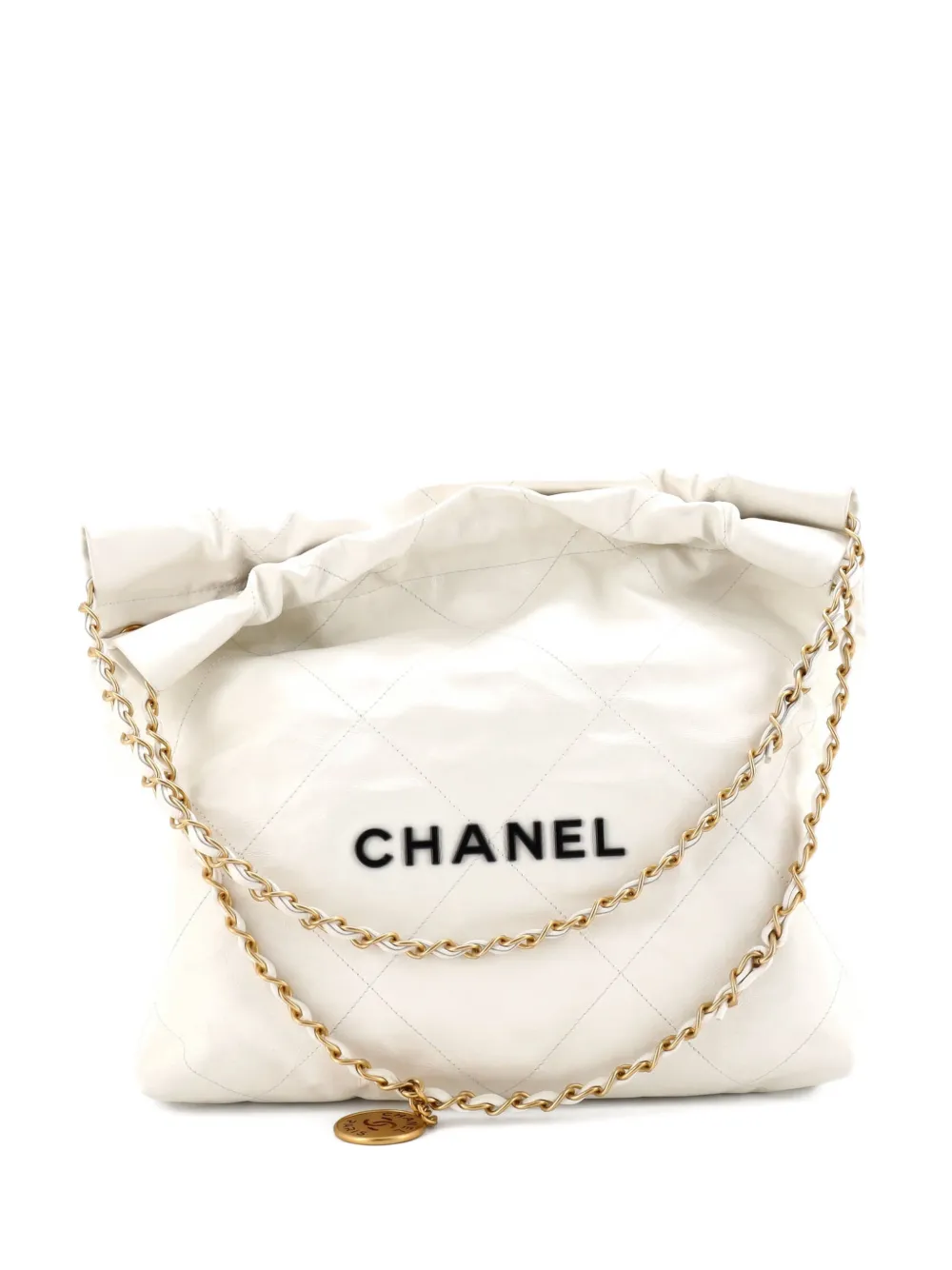 CHANEL Pre-Owned 22 Chain Quilted Calfskin Small hobo bag - Bianco