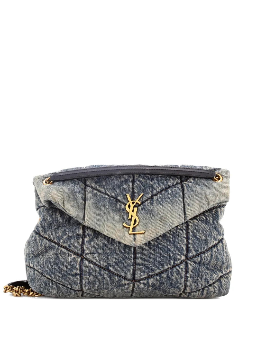 Saint Laurent Pre-Owned Loulou Puffer Quilted Vintage Denim Medium shoulder bag - Blu