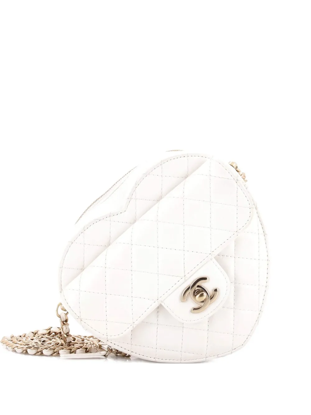 CHANEL Pre-Owned CC in Love Heart Bag Quilted Lambskin crossbody bag - Bianco