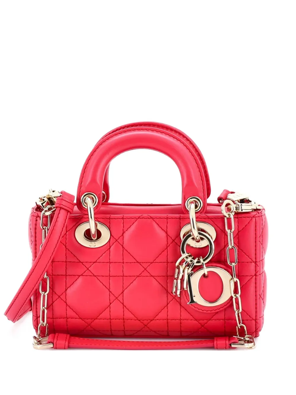 Christian Dior Pre-Owned Lady D-Joy Bag Cannage Quilt Lambskin Micro satchel - Rosa