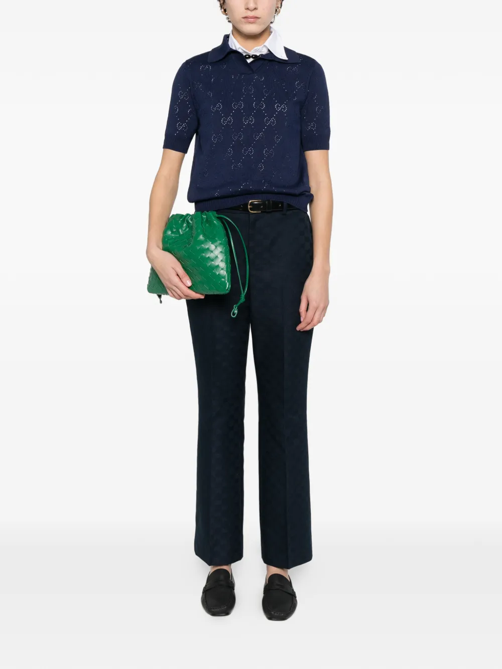 Gucci Pointelle polotop met GG-logo Blauw