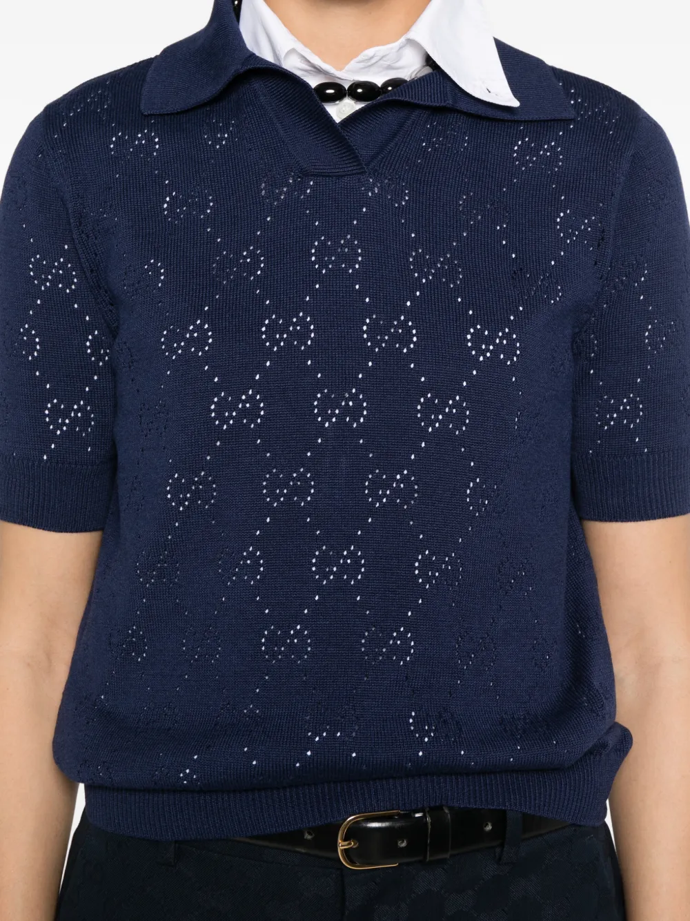 Gucci Pointelle polotop met GG-logo Blauw