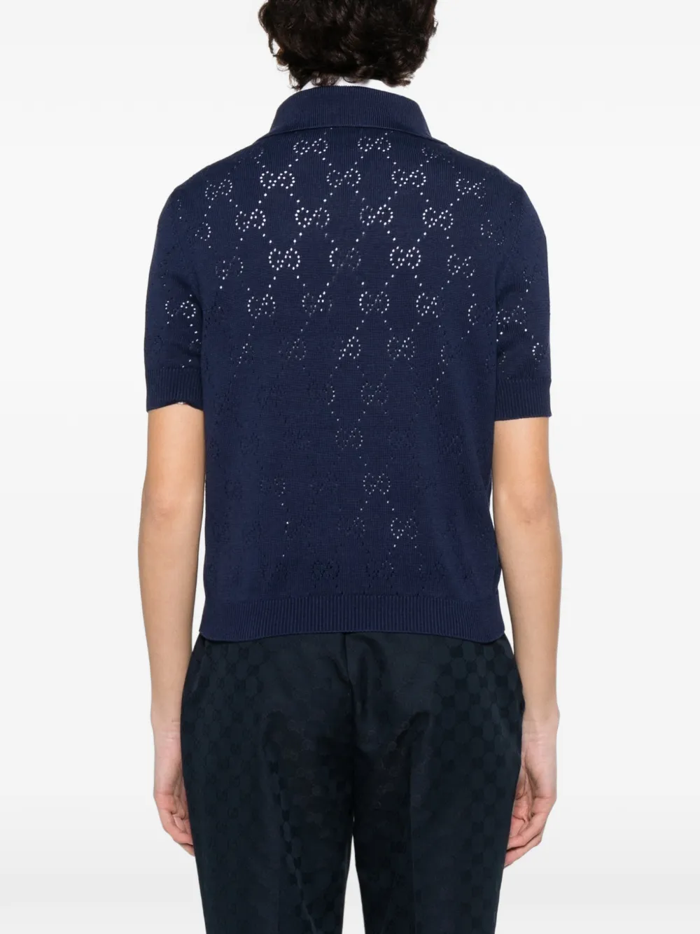 Gucci Pointelle polotop met GG-logo Blauw