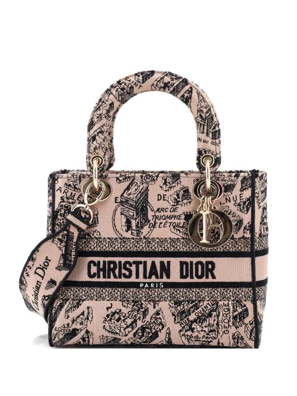 Christian Dior Pre-Owned Borsa a tracolla Lady D-Lite media in tela con ricamo - Nero