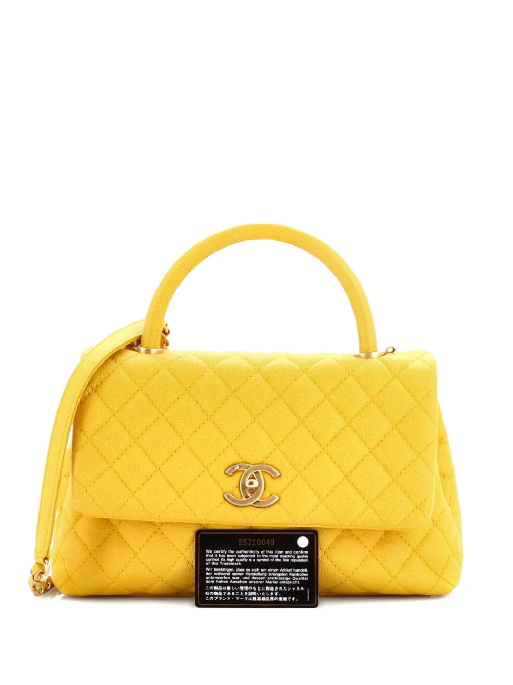 CHANEL Pre-Owned Coco Top Handle Bag Quilted Caviar Small crossbody bag - Gelb