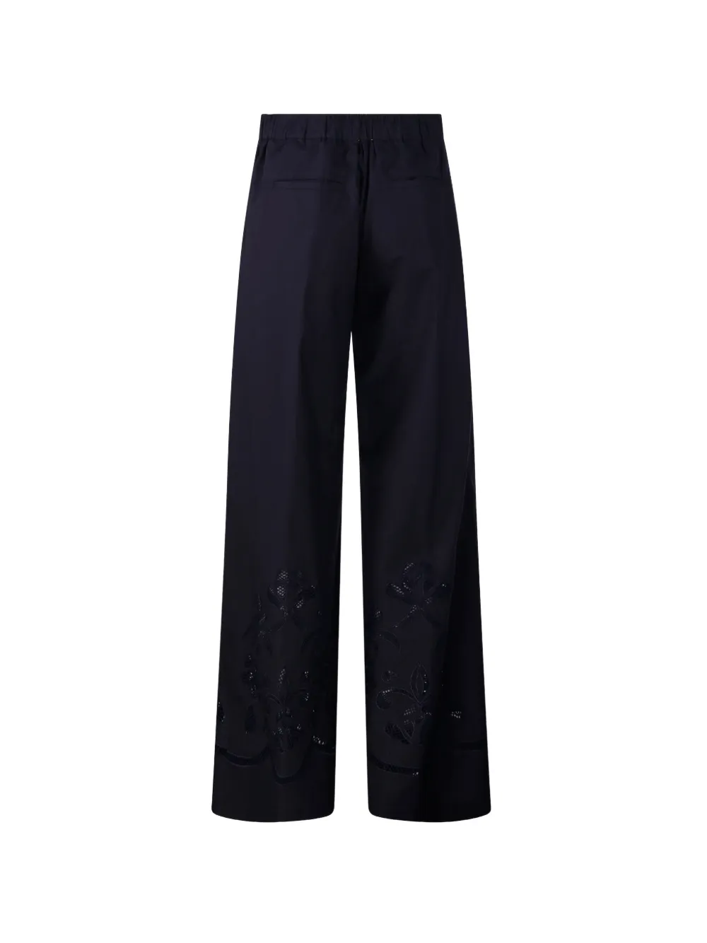 Forte Zijden broek met bloemapplicatie Blauw