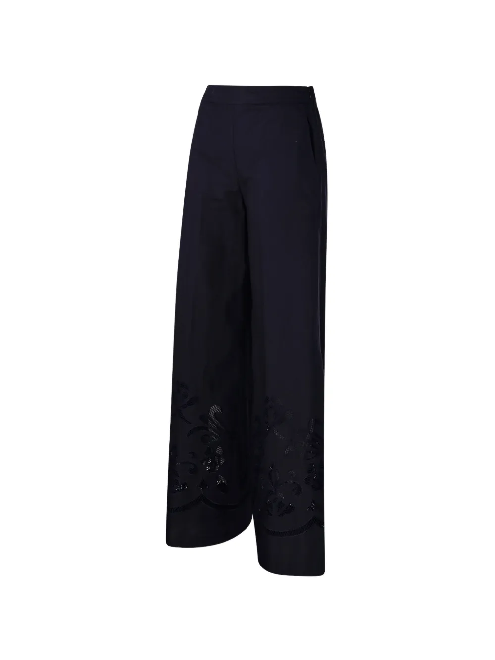 Forte Zijden broek met bloemapplicatie Blauw