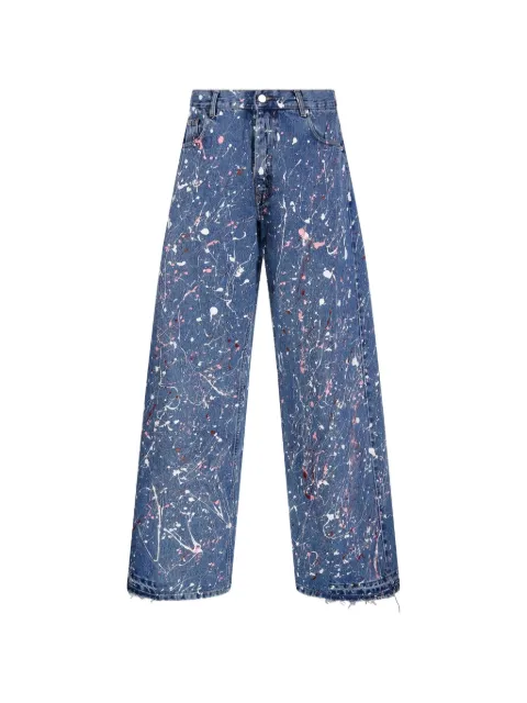E.L.V DENIM splatter-effect frayed-hem jeans