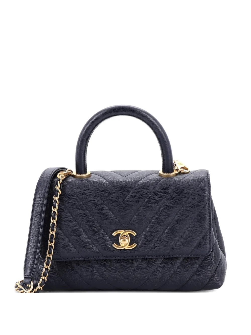 CHANEL Pre-Owned Coco Top Handle Bag Chevron Caviar Mini shoulder bag - Blue
