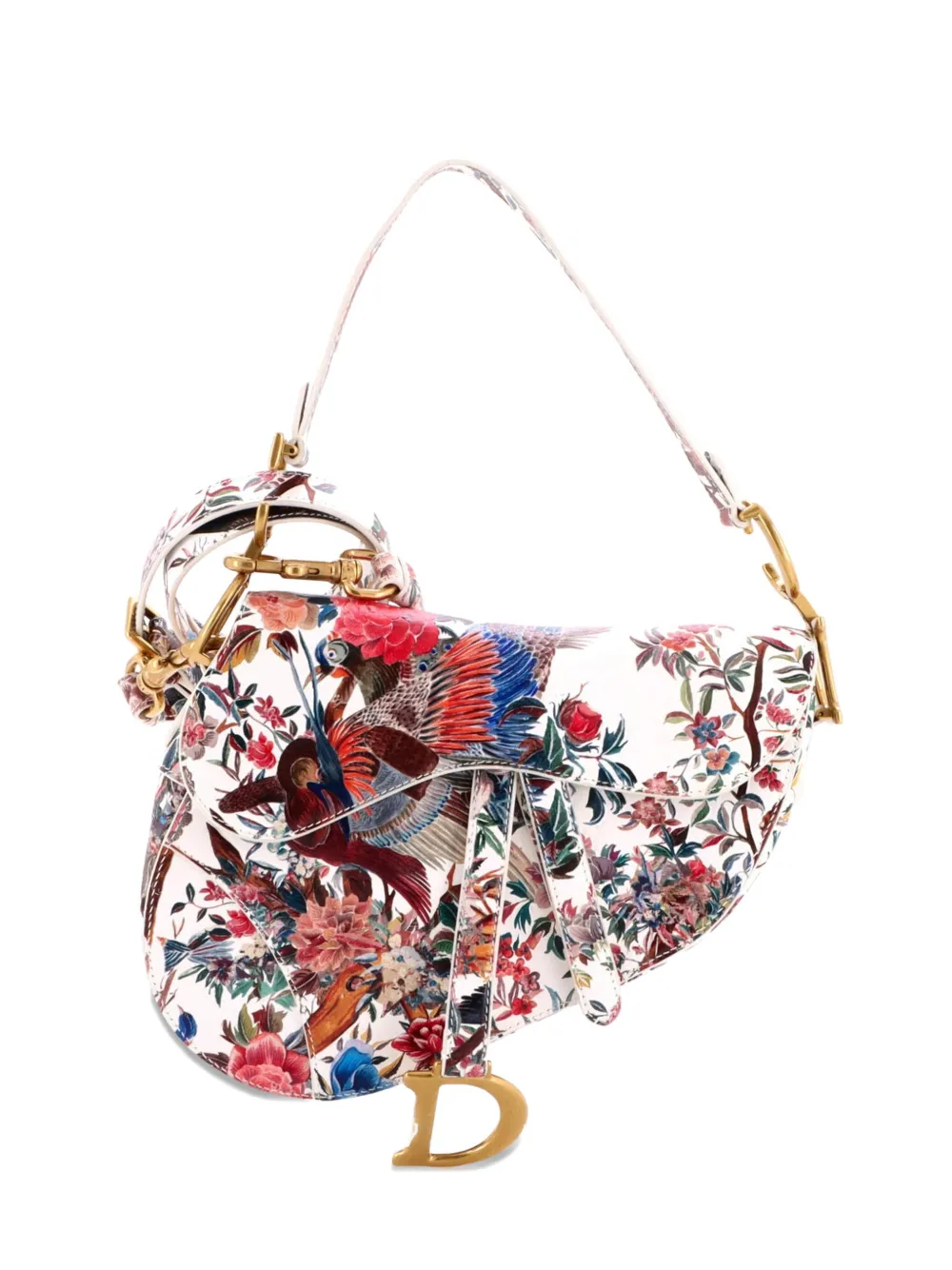 Christian Dior Pre-Owned Borsa a spalla Saddle media in pelle con stampa e tracolla - Multicolore