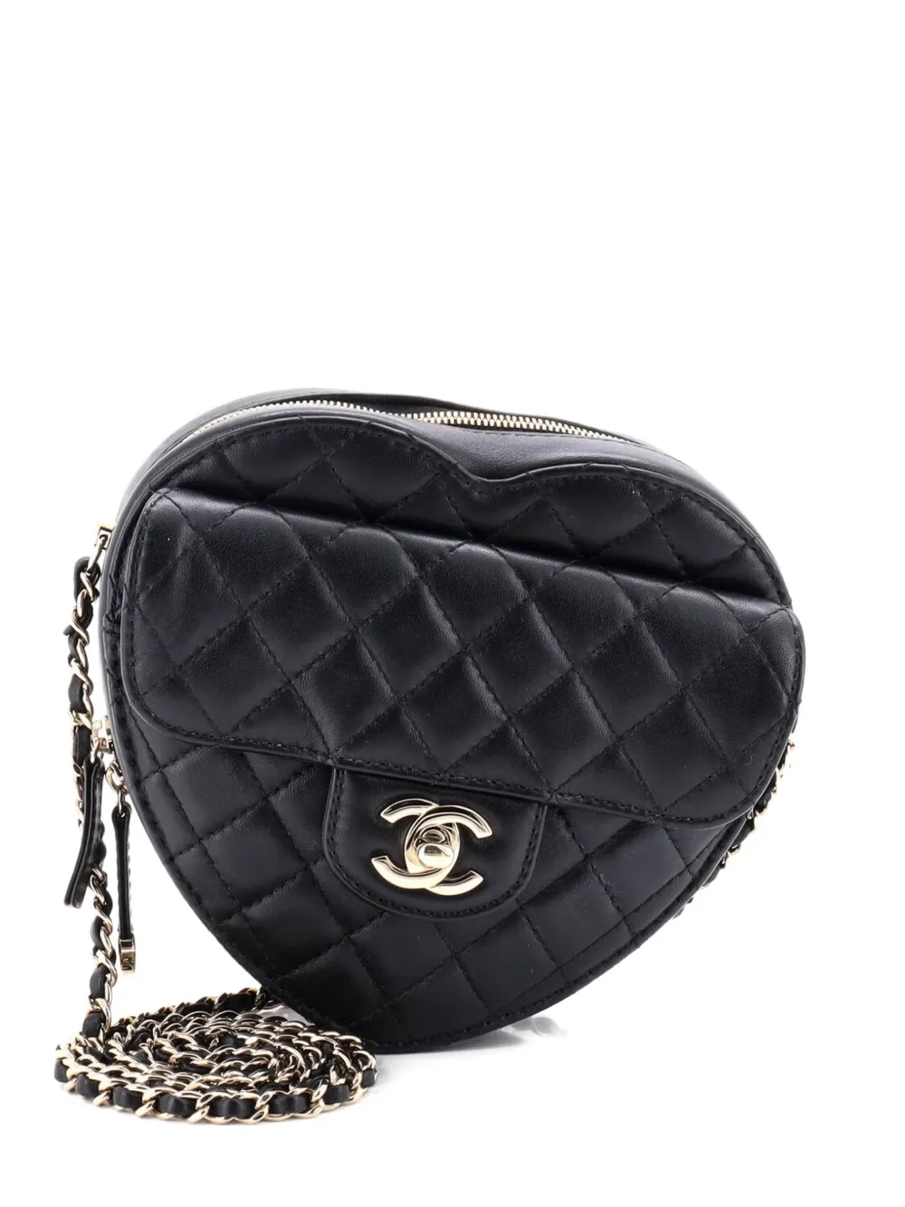 CHANEL Pre-Owned CC in Love Heart Bag Quilted Lambskin crossbody bag - Nero