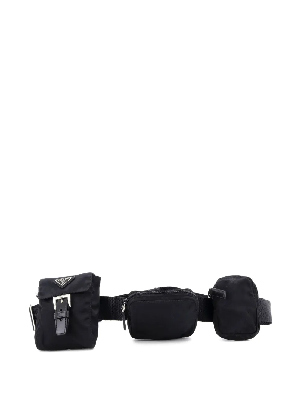 Prada Pre-Owned Triple Pouch Waist Bag Tessuto belt bag - Nero